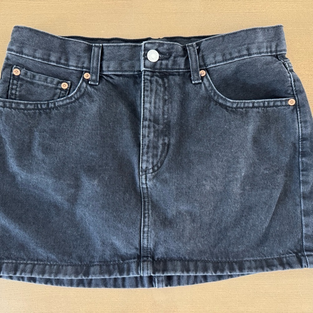 MNG MANGO Denim Chic Charcoal Mini Skirt Size Medium